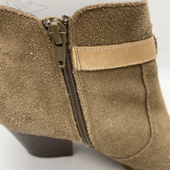 Seychelles Taupe Brown Suede Ankle Boots Strap Side Zipper Women's‎ Size 9 - Picture 7 of 13